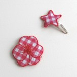 Barrette Vichy rose & blanc Linna Morata